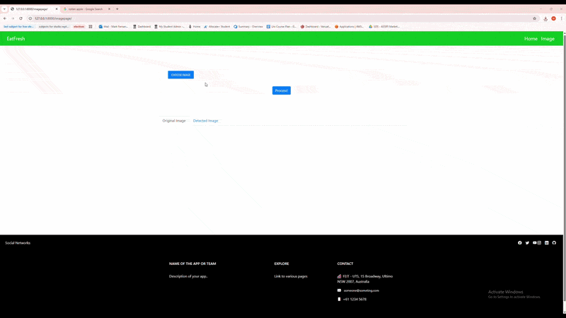 Eat Fresh application classifying fruit and displaying its segmentation output